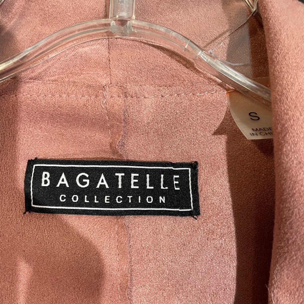 Bagatelle Collection Salmon Pink Faux Suede Open Moto Jacket Women's Size Small - Picture 3 of 8
